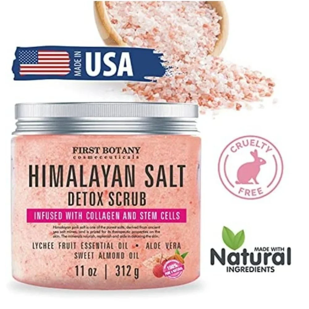 Himalayan Salt Body Scrub with Collagen and Stem Cells - Natural Exfoliating Sal - Picture 2 of 4